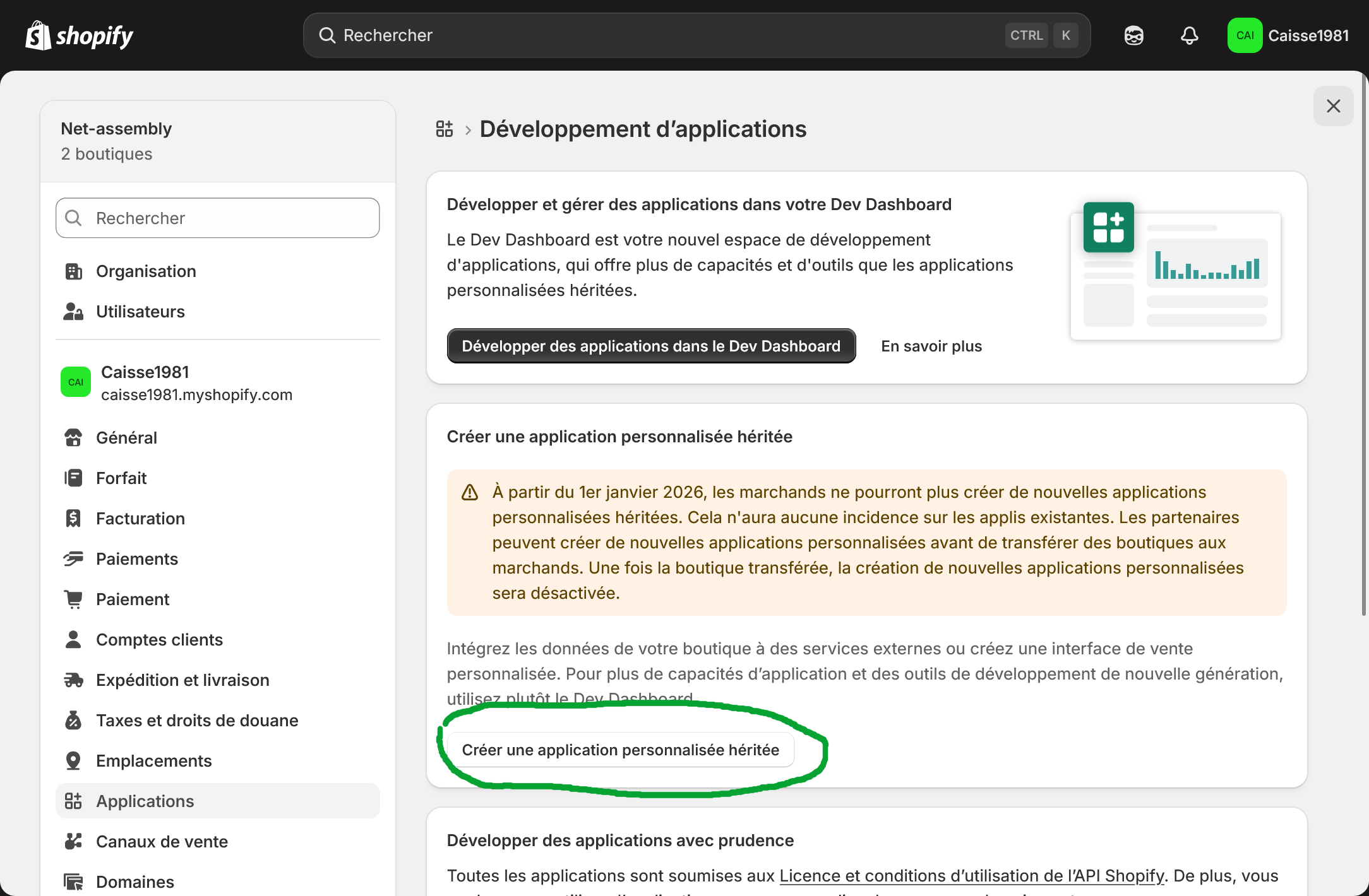 Create a Shopify app